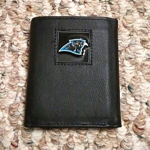 NWOT NFL Panthers tri fold black genuine leather wallet